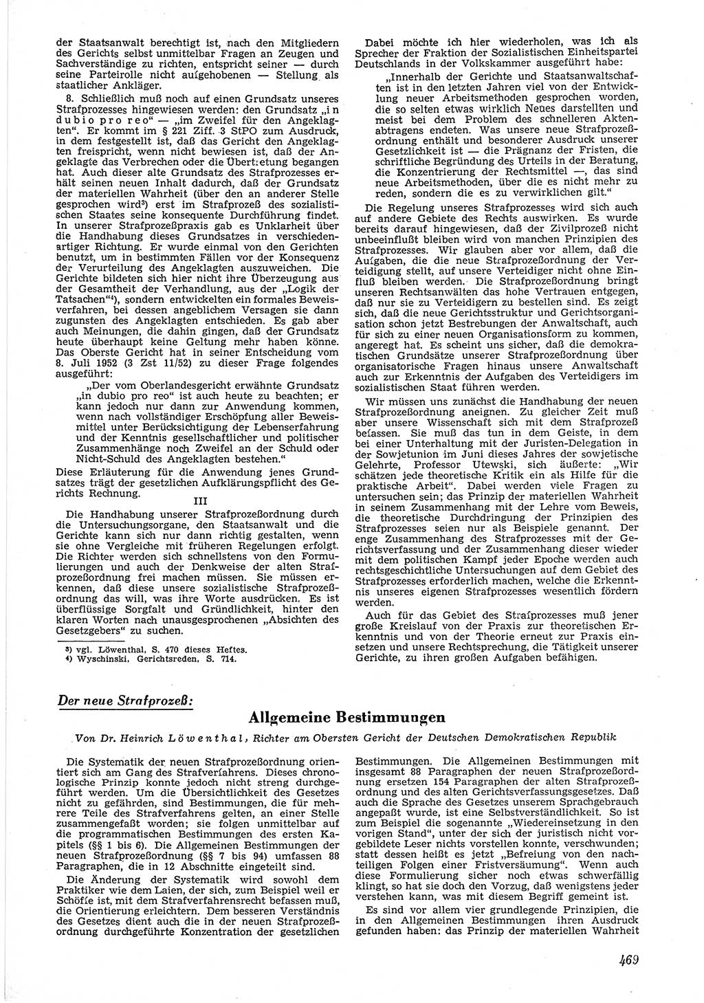 Neue Justiz (NJ), Zeitschrift für Recht und Rechtswissenschaft [Deutsche Demokratische Republik (DDR)], 6. Jahrgang 1952, Seite 469 (NJ DDR 1952, S. 469)