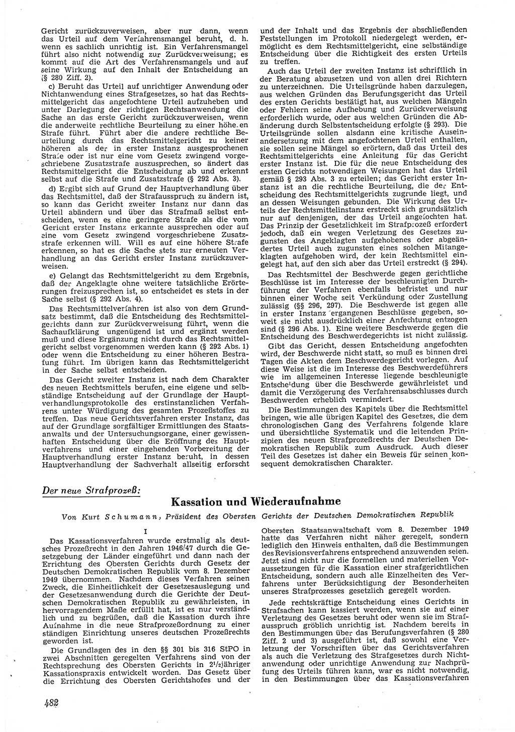 Neue Justiz (NJ), Zeitschrift für Recht und Rechtswissenschaft [Deutsche Demokratische Republik (DDR)], 6. Jahrgang 1952, Seite 482 (NJ DDR 1952, S. 482)