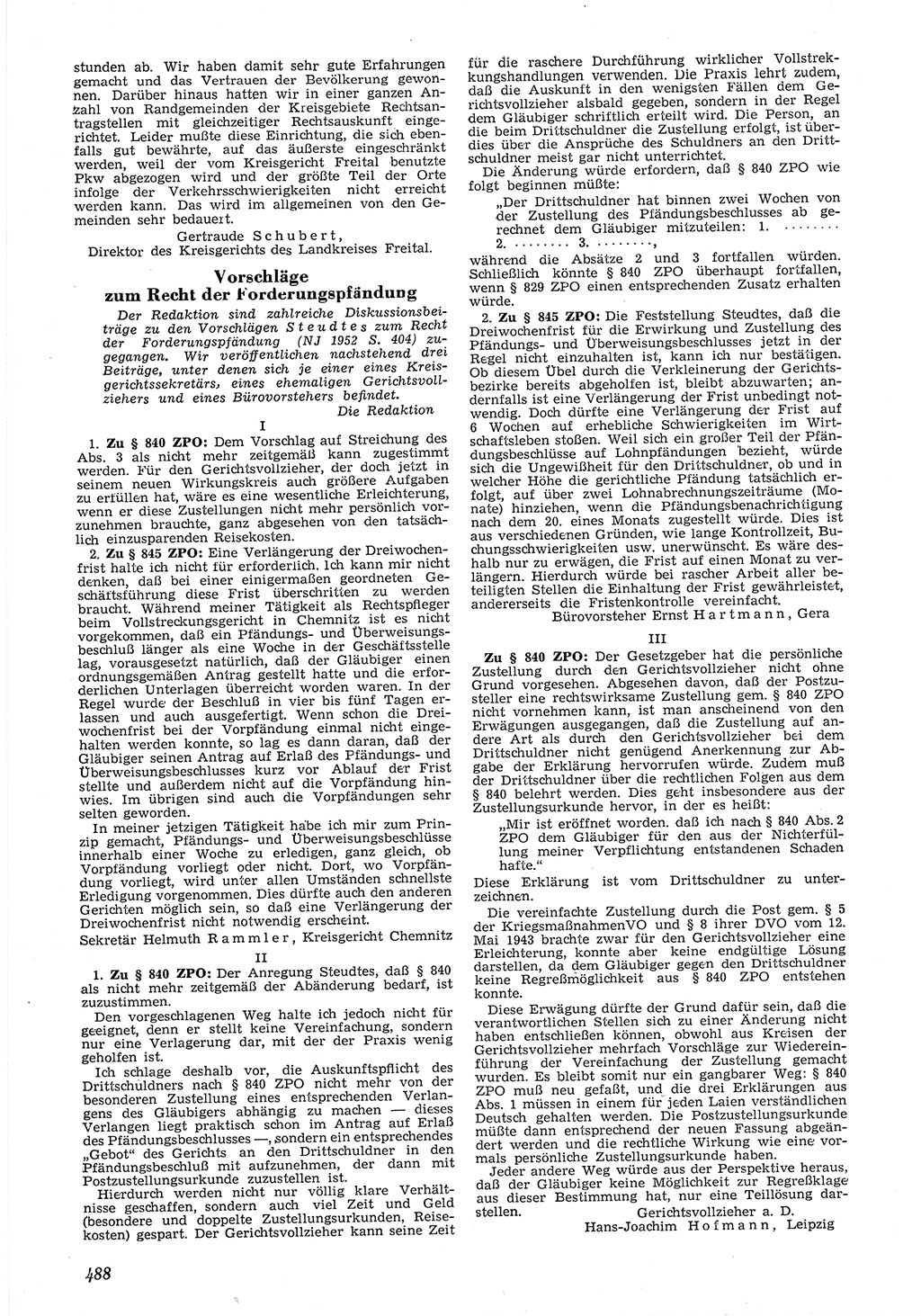 Neue Justiz (NJ), Zeitschrift für Recht und Rechtswissenschaft [Deutsche Demokratische Republik (DDR)], 6. Jahrgang 1952, Seite 488 (NJ DDR 1952, S. 488)