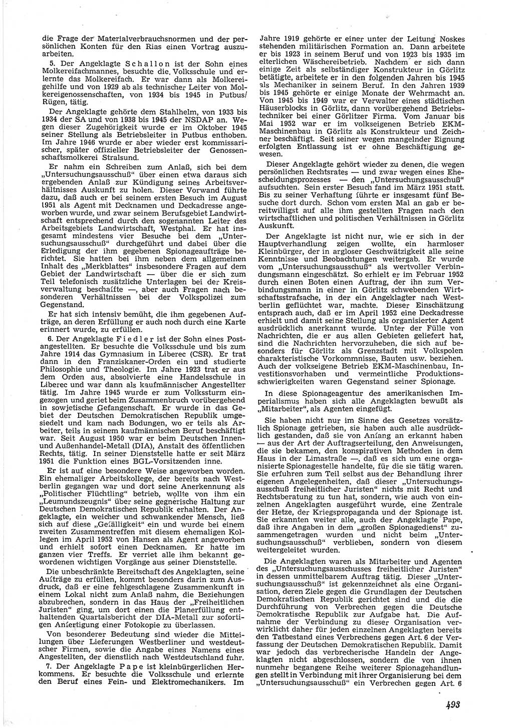 Neue Justiz (NJ), Zeitschrift für Recht und Rechtswissenschaft [Deutsche Demokratische Republik (DDR)], 6. Jahrgang 1952, Seite 493 (NJ DDR 1952, S. 493)