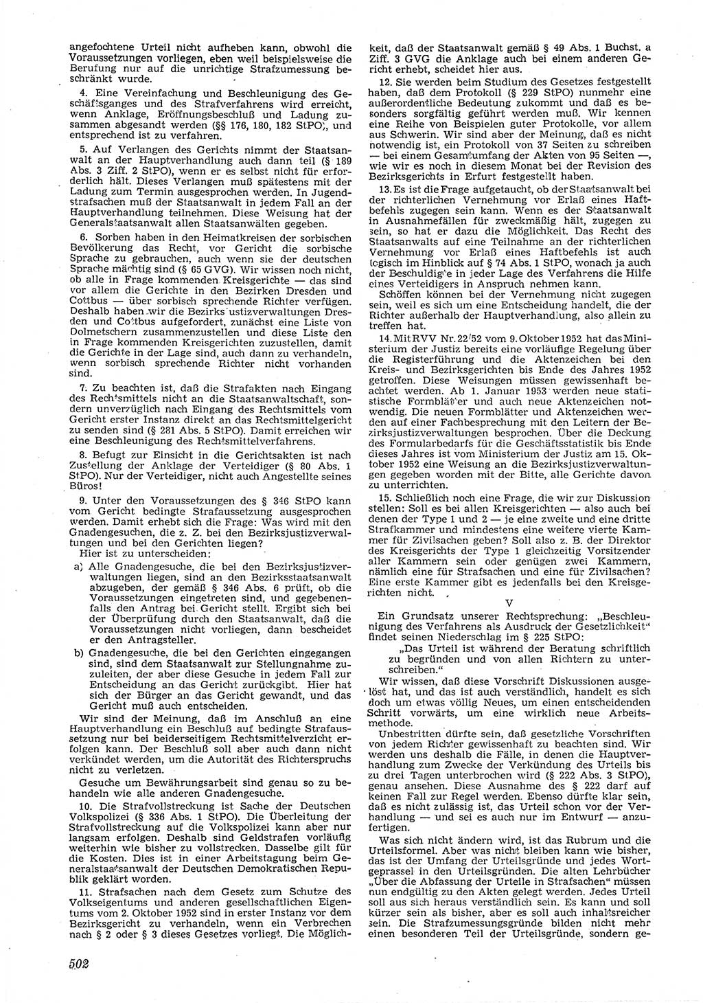 Neue Justiz (NJ), Zeitschrift für Recht und Rechtswissenschaft [Deutsche Demokratische Republik (DDR)], 6. Jahrgang 1952, Seite 502 (NJ DDR 1952, S. 502)