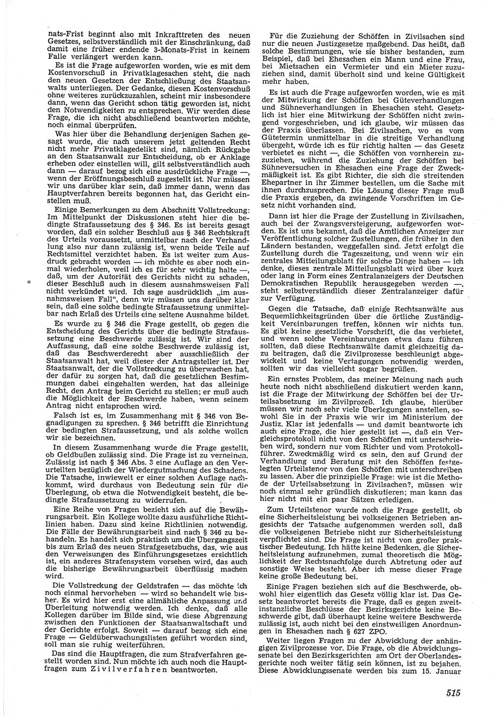 Neue Justiz (NJ), Zeitschrift für Recht und Rechtswissenschaft [Deutsche Demokratische Republik (DDR)], 6. Jahrgang 1952, Seite 515 (NJ DDR 1952, S. 515)