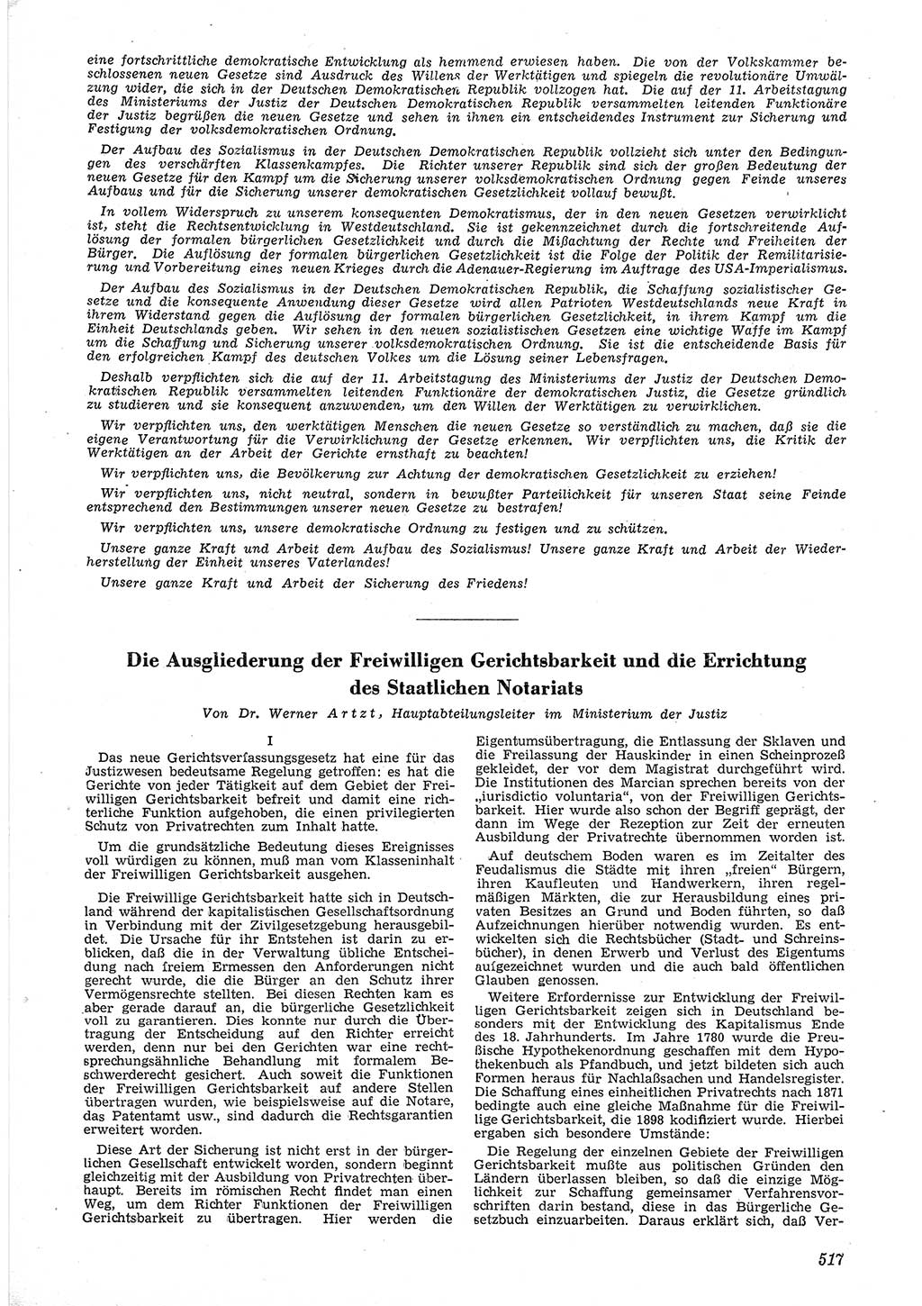 Neue Justiz (NJ), Zeitschrift für Recht und Rechtswissenschaft [Deutsche Demokratische Republik (DDR)], 6. Jahrgang 1952, Seite 517 (NJ DDR 1952, S. 517)