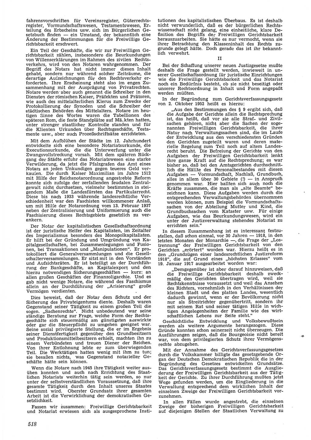 Neue Justiz (NJ), Zeitschrift für Recht und Rechtswissenschaft [Deutsche Demokratische Republik (DDR)], 6. Jahrgang 1952, Seite 518 (NJ DDR 1952, S. 518)