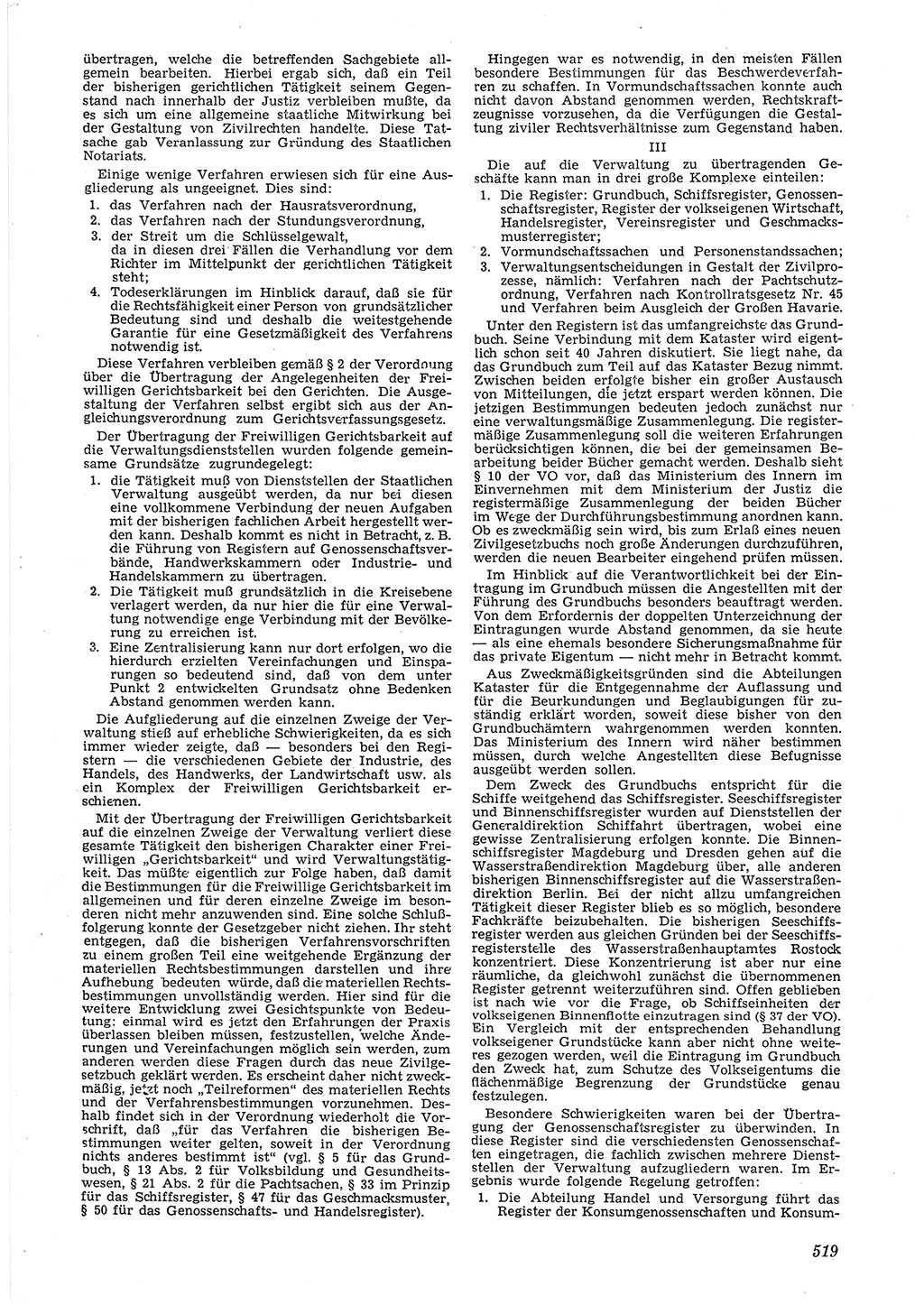Neue Justiz (NJ), Zeitschrift für Recht und Rechtswissenschaft [Deutsche Demokratische Republik (DDR)], 6. Jahrgang 1952, Seite 519 (NJ DDR 1952, S. 519)