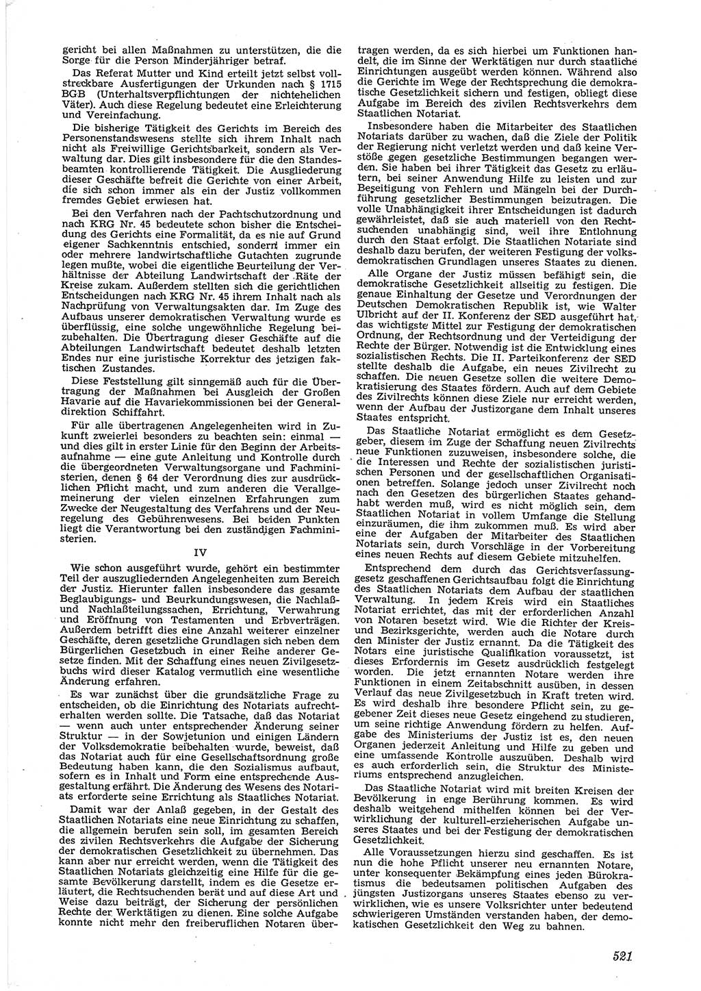 Neue Justiz (NJ), Zeitschrift für Recht und Rechtswissenschaft [Deutsche Demokratische Republik (DDR)], 6. Jahrgang 1952, Seite 521 (NJ DDR 1952, S. 521)