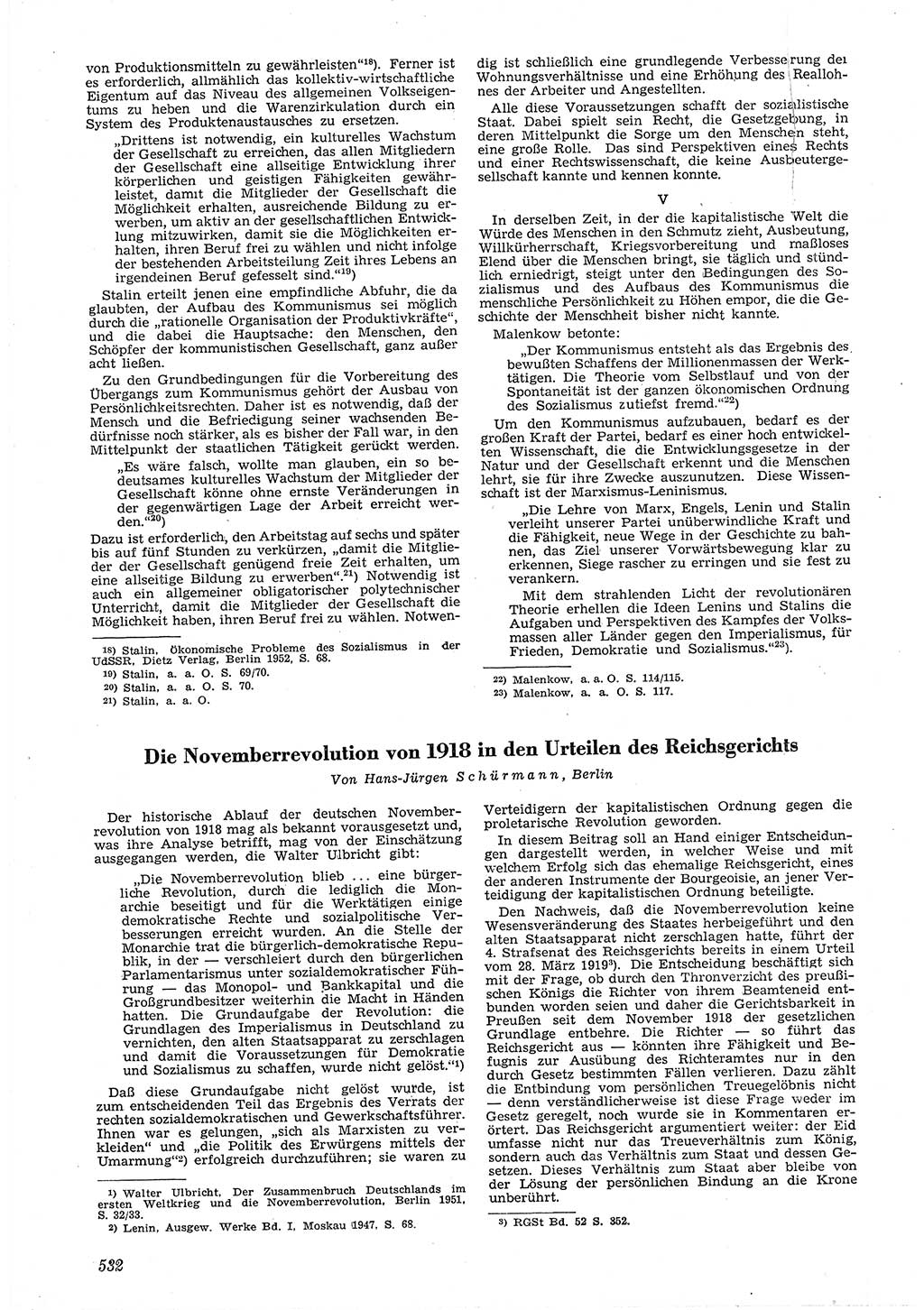 Neue Justiz (NJ), Zeitschrift für Recht und Rechtswissenschaft [Deutsche Demokratische Republik (DDR)], 6. Jahrgang 1952, Seite 532 (NJ DDR 1952, S. 532)