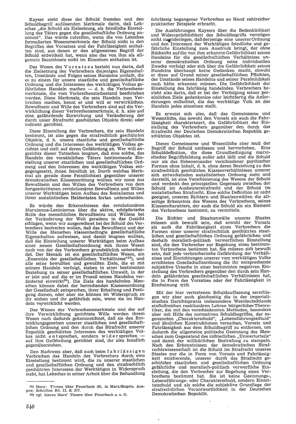 Neue Justiz (NJ), Zeitschrift für Recht und Rechtswissenschaft [Deutsche Demokratische Republik (DDR)], 6. Jahrgang 1952, Seite 540 (NJ DDR 1952, S. 540)