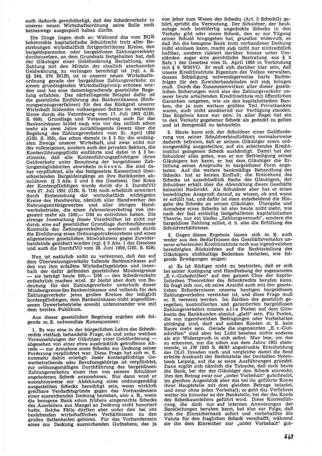Neue Justiz (NJ), Zeitschrift für Recht und Rechtswissenschaft [Deutsche Demokratische Republik (DDR)], 6. Jahrgang 1952, Seite 543 (NJ DDR 1952, S. 543)