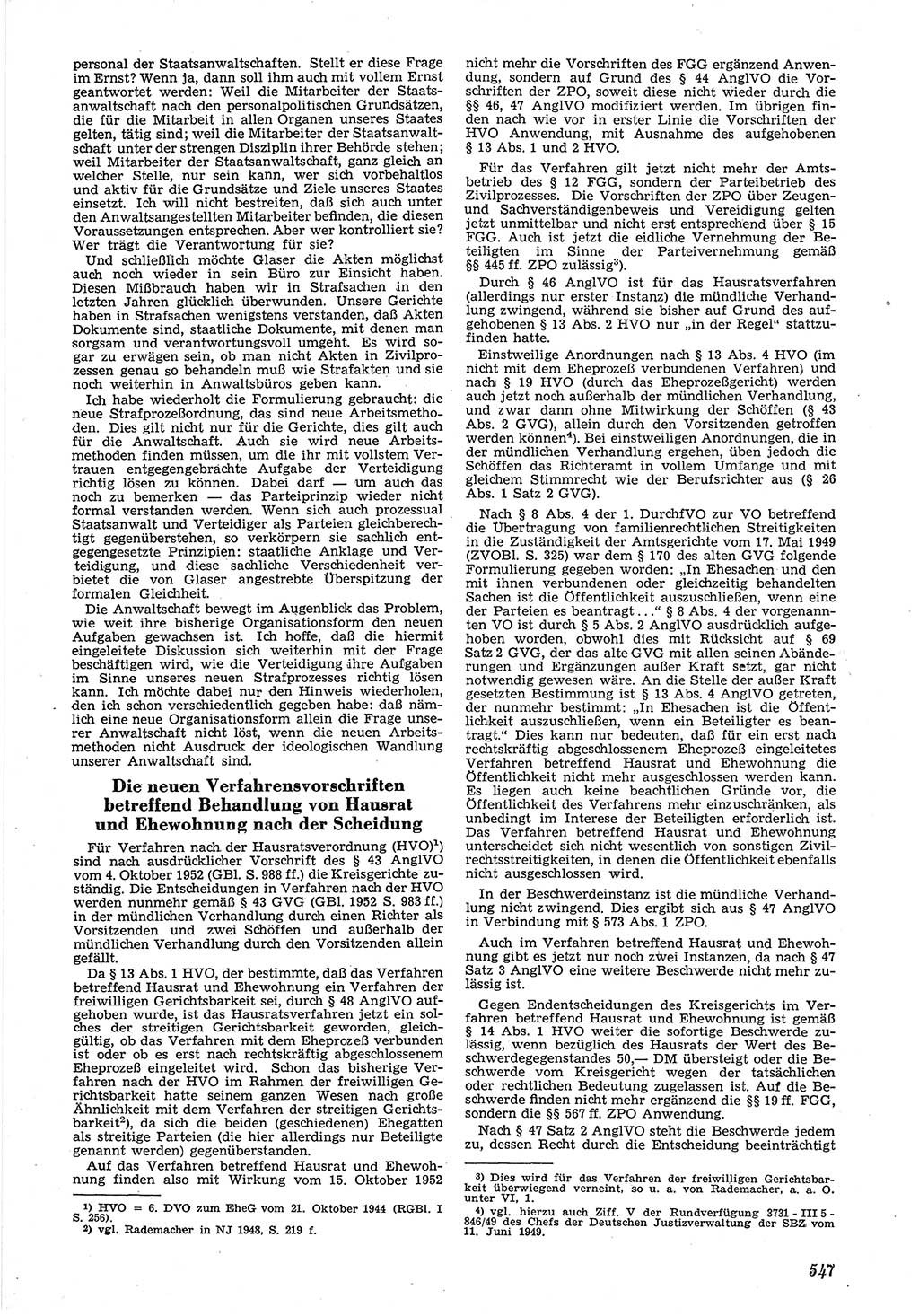 Neue Justiz (NJ), Zeitschrift für Recht und Rechtswissenschaft [Deutsche Demokratische Republik (DDR)], 6. Jahrgang 1952, Seite 547 (NJ DDR 1952, S. 547)