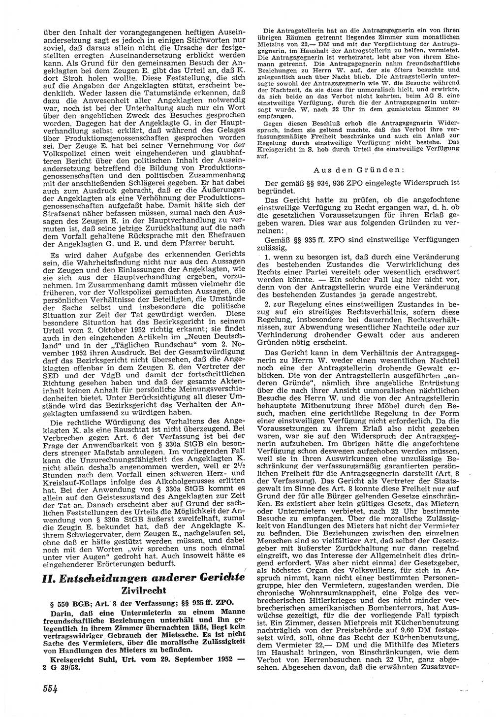 Neue Justiz (NJ), Zeitschrift für Recht und Rechtswissenschaft [Deutsche Demokratische Republik (DDR)], 6. Jahrgang 1952, Seite 554 (NJ DDR 1952, S. 554)