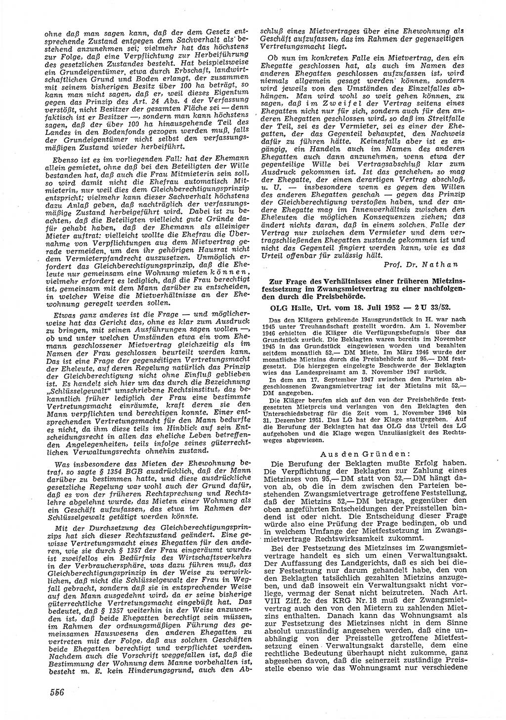 Neue Justiz (NJ), Zeitschrift für Recht und Rechtswissenschaft [Deutsche Demokratische Republik (DDR)], 6. Jahrgang 1952, Seite 556 (NJ DDR 1952, S. 556)