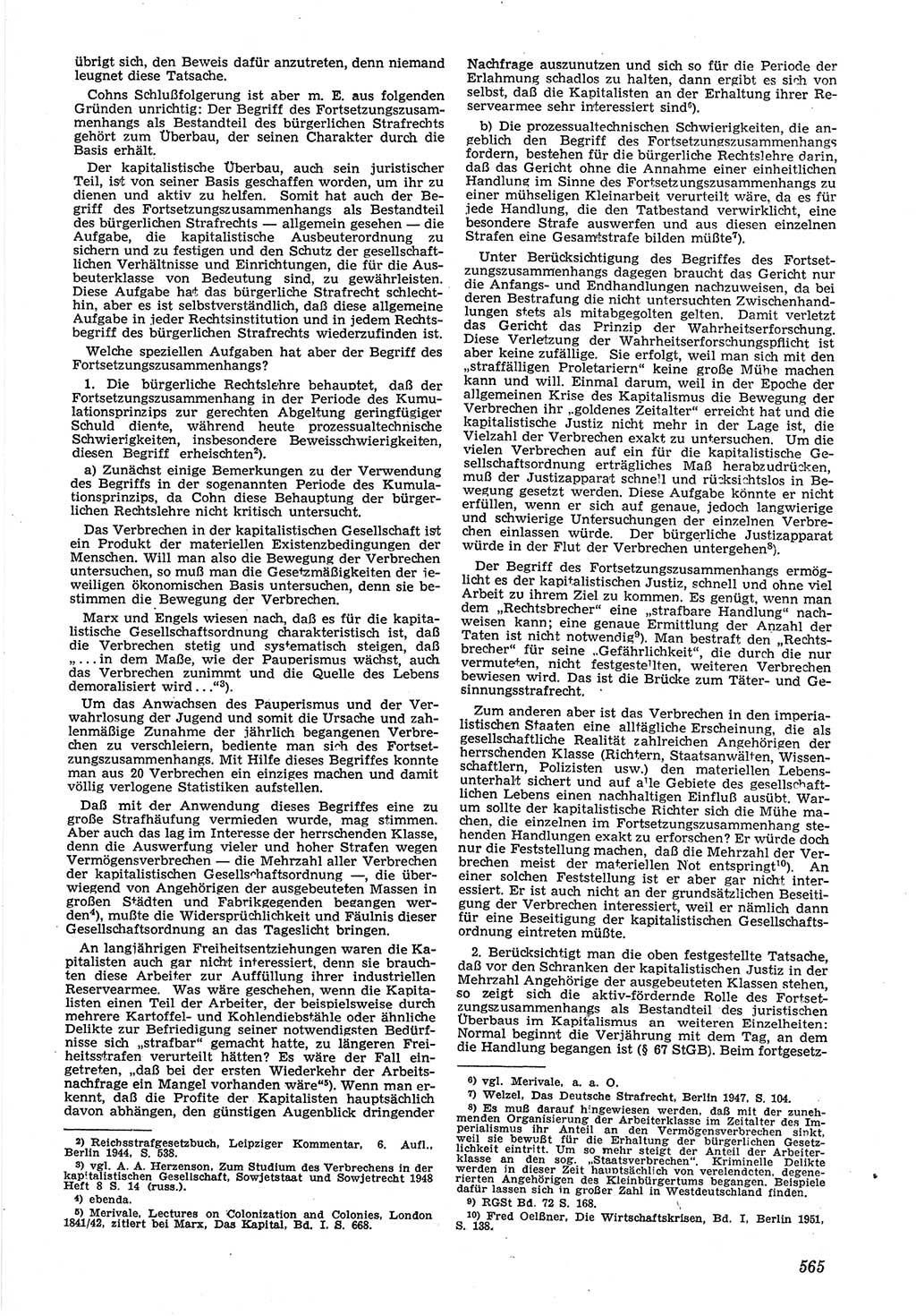 Neue Justiz (NJ), Zeitschrift für Recht und Rechtswissenschaft [Deutsche Demokratische Republik (DDR)], 6. Jahrgang 1952, Seite 565 (NJ DDR 1952, S. 565)