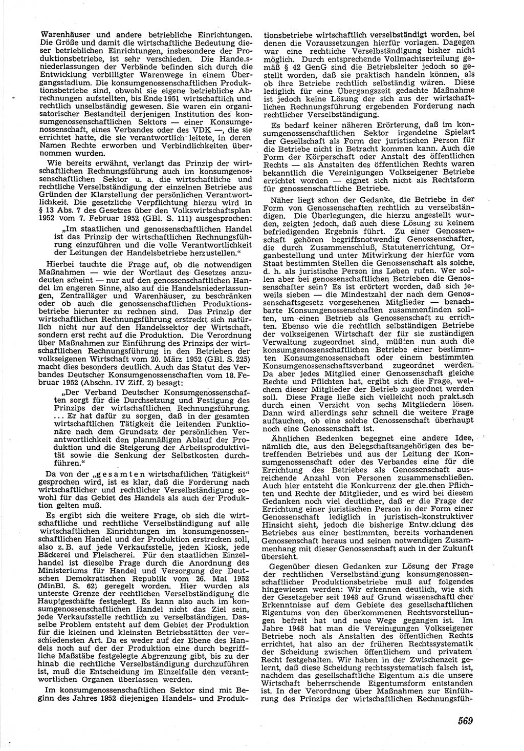 Neue Justiz (NJ), Zeitschrift für Recht und Rechtswissenschaft [Deutsche Demokratische Republik (DDR)], 6. Jahrgang 1952, Seite 569 (NJ DDR 1952, S. 569)