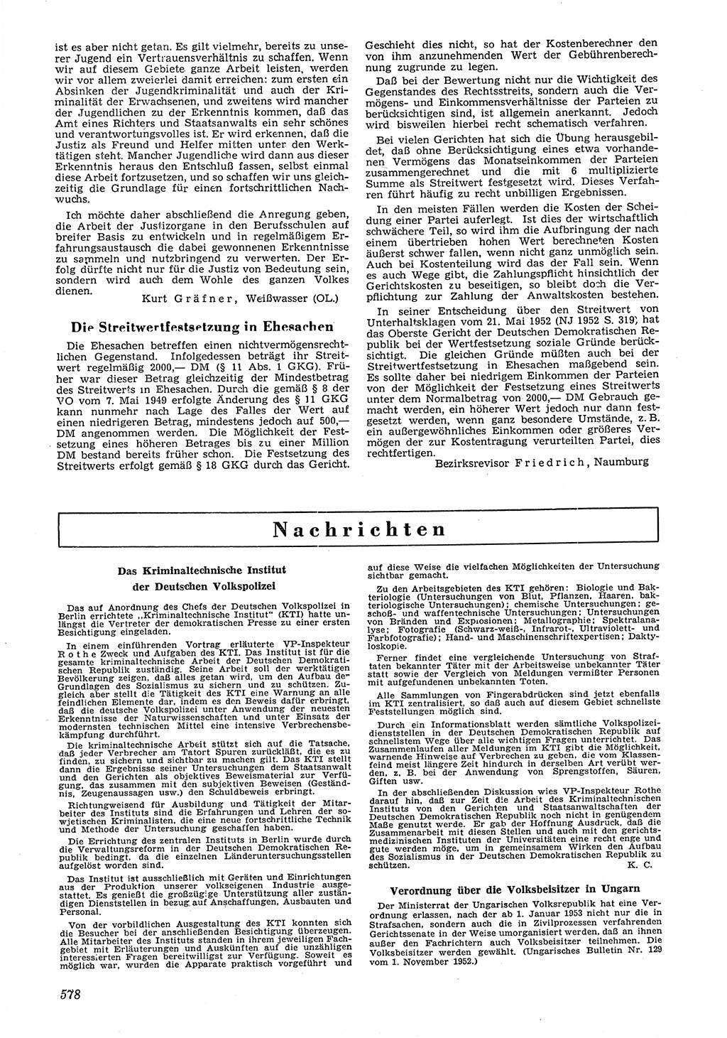 Neue Justiz (NJ), Zeitschrift für Recht und Rechtswissenschaft [Deutsche Demokratische Republik (DDR)], 6. Jahrgang 1952, Seite 578 (NJ DDR 1952, S. 578)