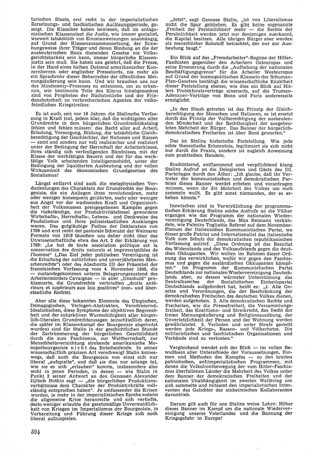 Neue Justiz (NJ), Zeitschrift für Recht und Rechtswissenschaft [Deutsche Demokratische Republik (DDR)], 6. Jahrgang 1952, Seite 594 (NJ DDR 1952, S. 594)