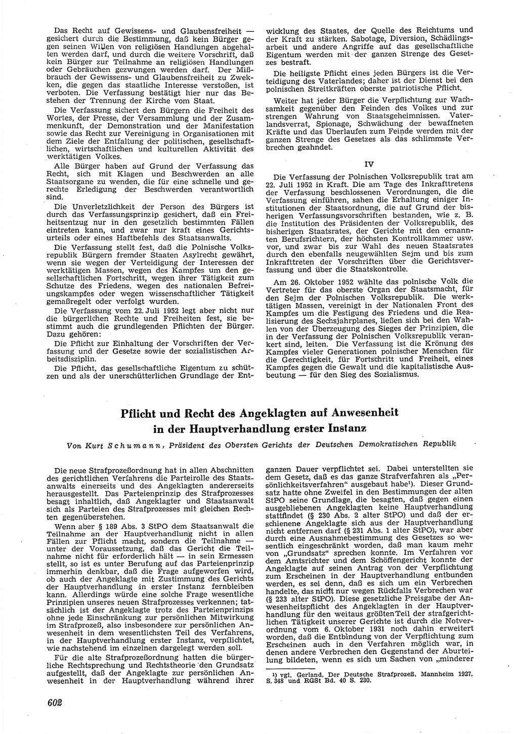 Neue Justiz (NJ), Zeitschrift für Recht und Rechtswissenschaft [Deutsche Demokratische Republik (DDR)], 6. Jahrgang 1952, Seite 602 (NJ DDR 1952, S. 602)