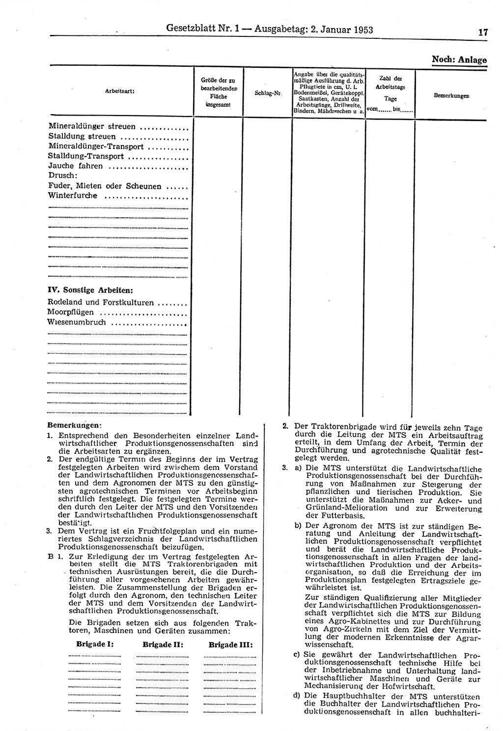 Gesetzblatt (GBl.) der Deutschen Demokratischen Republik (DDR) 1953, Seite 17 (GBl. DDR 1953, S. 17)