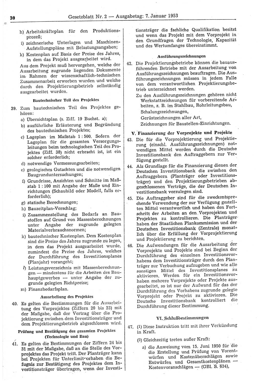 Gesetzblatt (GBl.) der Deutschen Demokratischen Republik (DDR) 1953, Seite 30 (GBl. DDR 1953, S. 30)