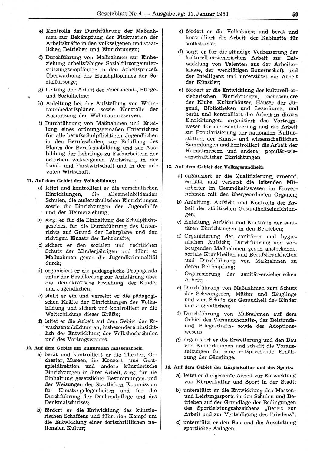 Gesetzblatt (GBl.) der Deutschen Demokratischen Republik (DDR) 1953, Seite 59 (GBl. DDR 1953, S. 59)