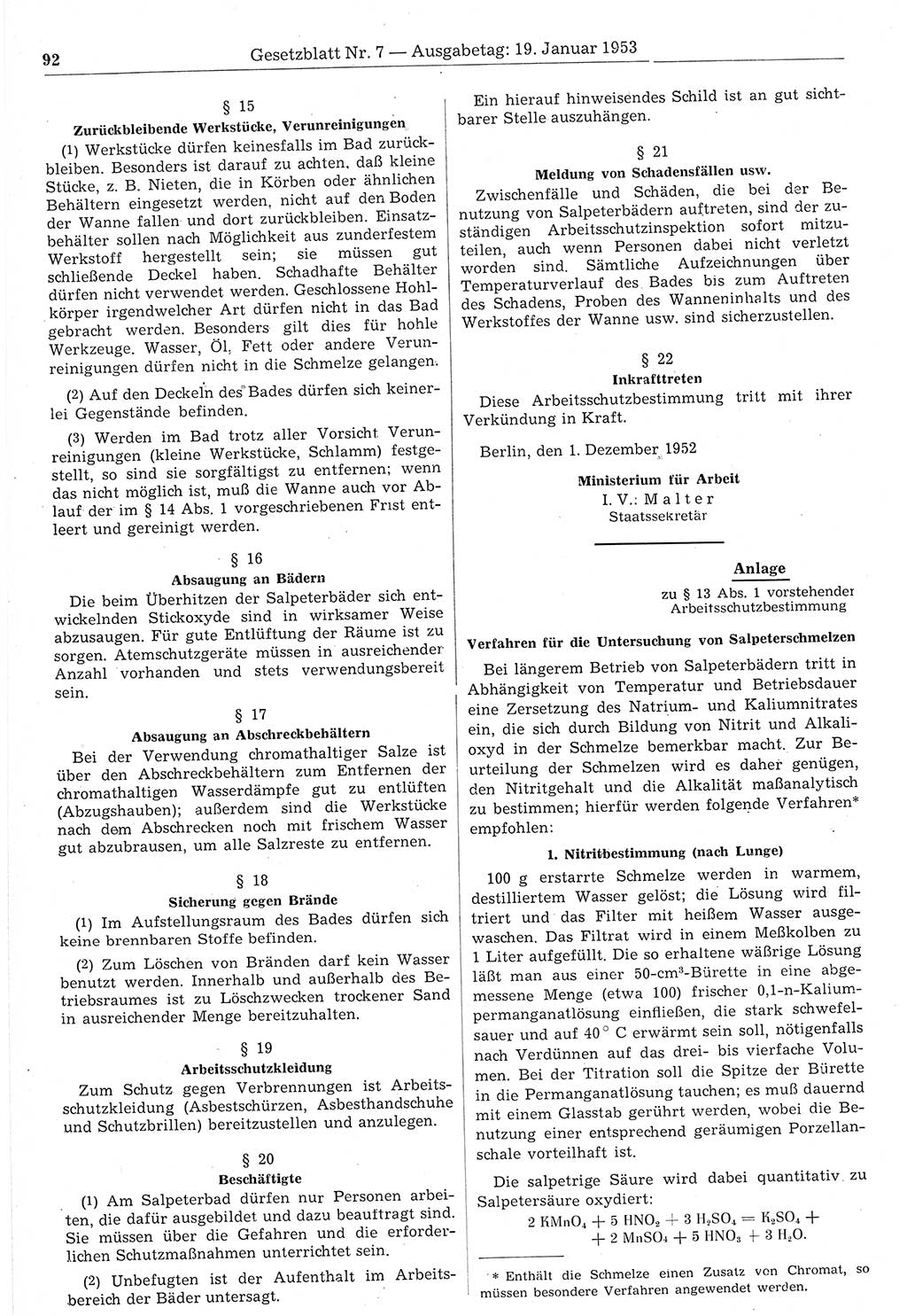 Gesetzblatt (GBl.) der Deutschen Demokratischen Republik (DDR) 1953, Seite 92 (GBl. DDR 1953, S. 92)