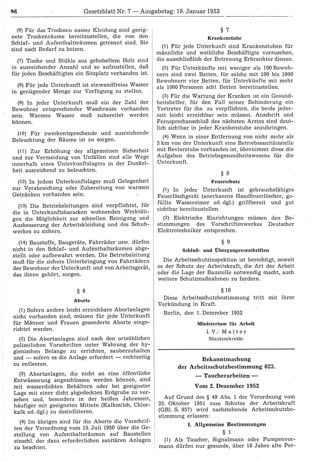 Gesetzblatt (GBl.) der Deutschen Demokratischen Republik (DDR) 1953, Seite 96 (GBl. DDR 1953, S. 96)