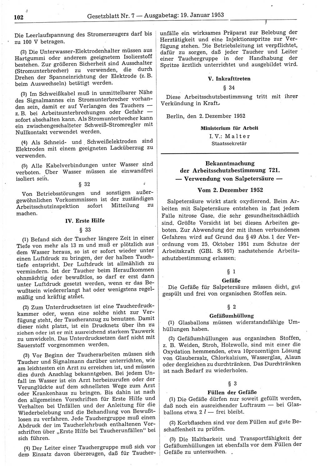 Gesetzblatt (GBl.) der Deutschen Demokratischen Republik (DDR) 1953, Seite 102 (GBl. DDR 1953, S. 102)