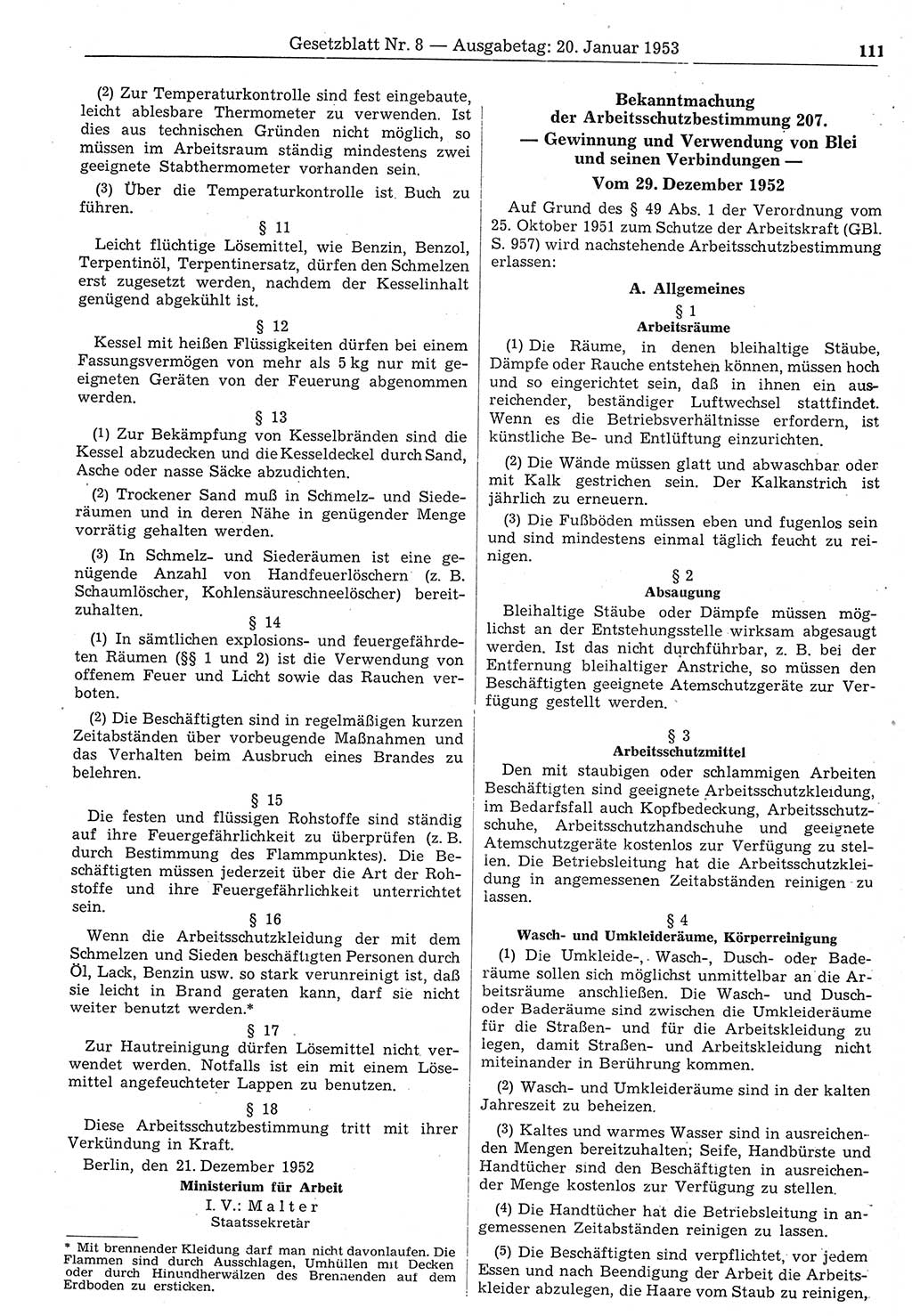 Gesetzblatt (GBl.) der Deutschen Demokratischen Republik (DDR) 1953, Seite 111 (GBl. DDR 1953, S. 111)