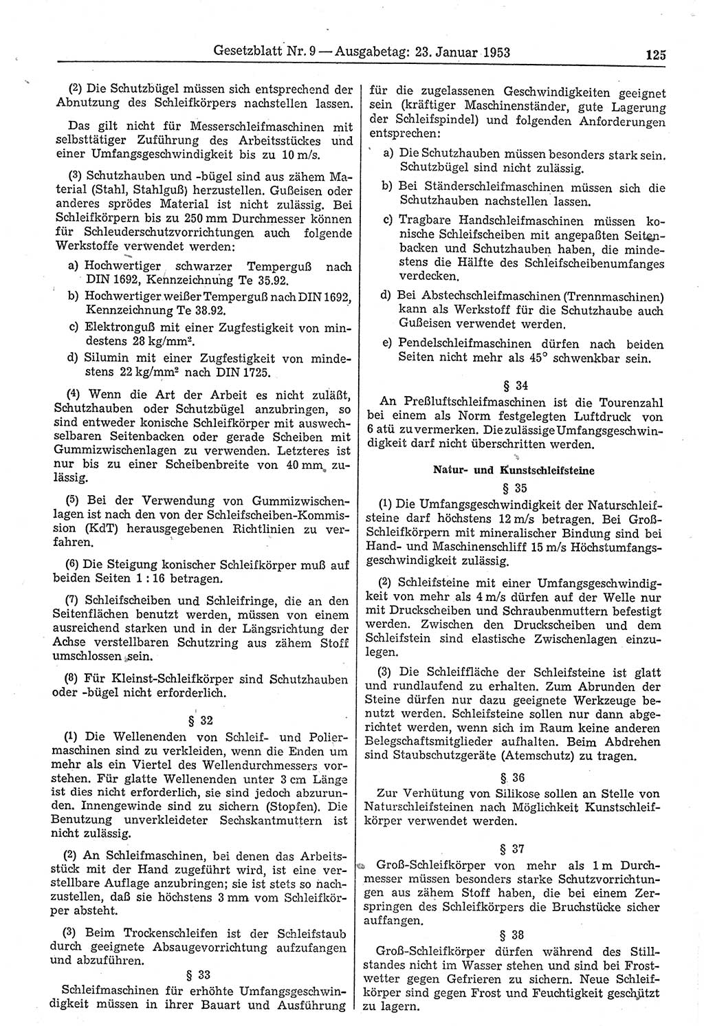 Gesetzblatt (GBl.) der Deutschen Demokratischen Republik (DDR) 1953, Seite 125 (GBl. DDR 1953, S. 125)