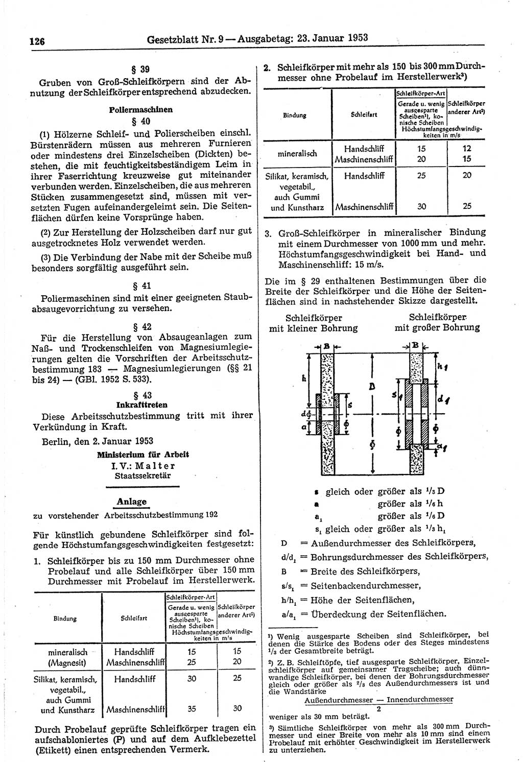 Gesetzblatt (GBl.) der Deutschen Demokratischen Republik (DDR) 1953, Seite 126 (GBl. DDR 1953, S. 126)