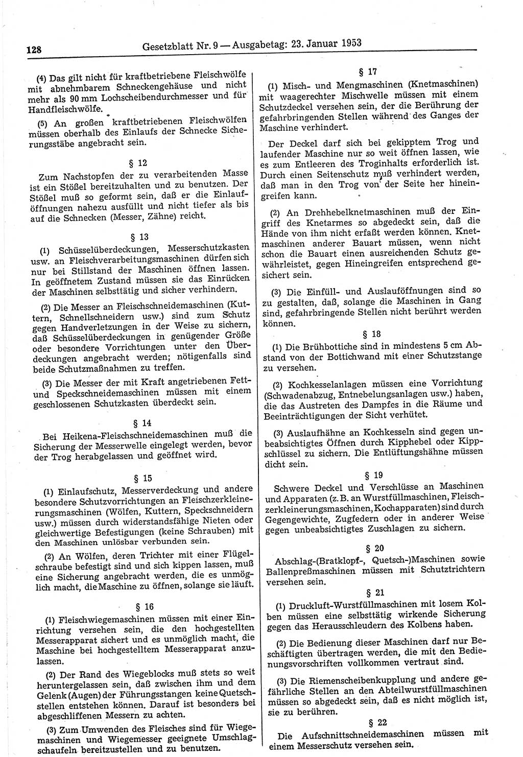 Gesetzblatt (GBl.) der Deutschen Demokratischen Republik (DDR) 1953, Seite 128 (GBl. DDR 1953, S. 128)