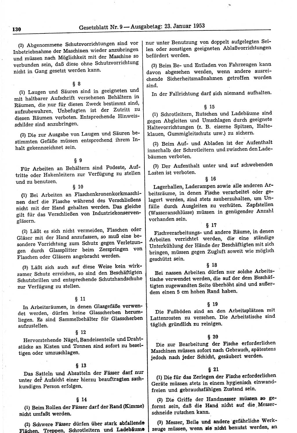 Gesetzblatt (GBl.) der Deutschen Demokratischen Republik (DDR) 1953, Seite 130 (GBl. DDR 1953, S. 130)