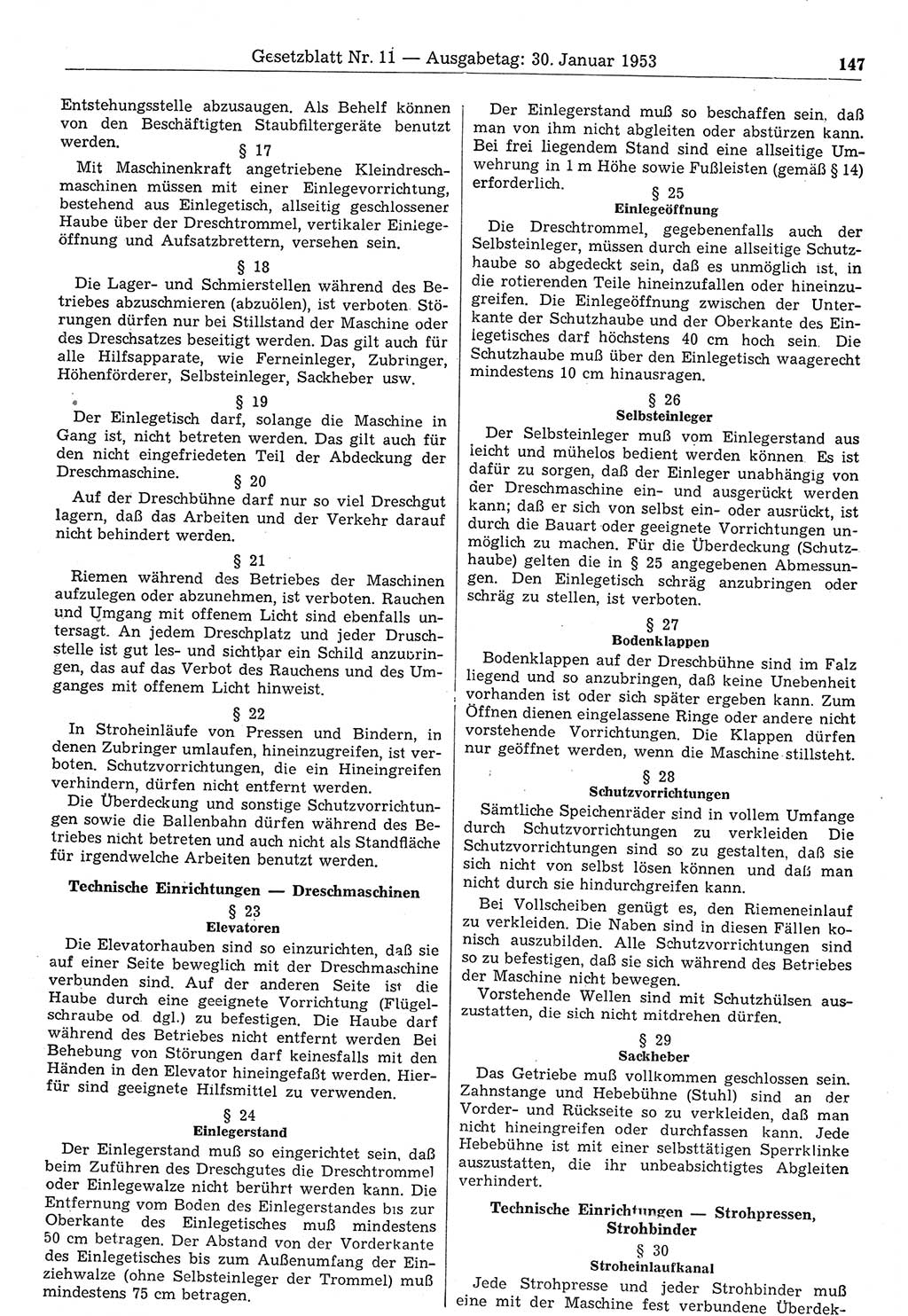 Gesetzblatt (GBl.) der Deutschen Demokratischen Republik (DDR) 1953, Seite 147 (GBl. DDR 1953, S. 147)