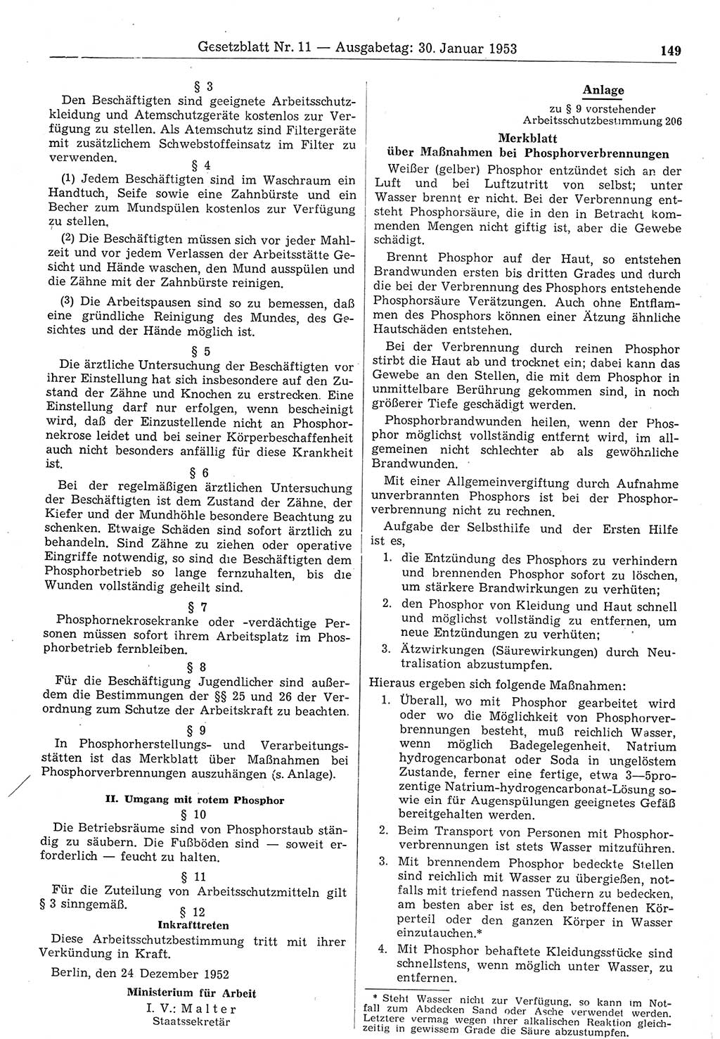 Gesetzblatt (GBl.) der Deutschen Demokratischen Republik (DDR) 1953, Seite 149 (GBl. DDR 1953, S. 149)