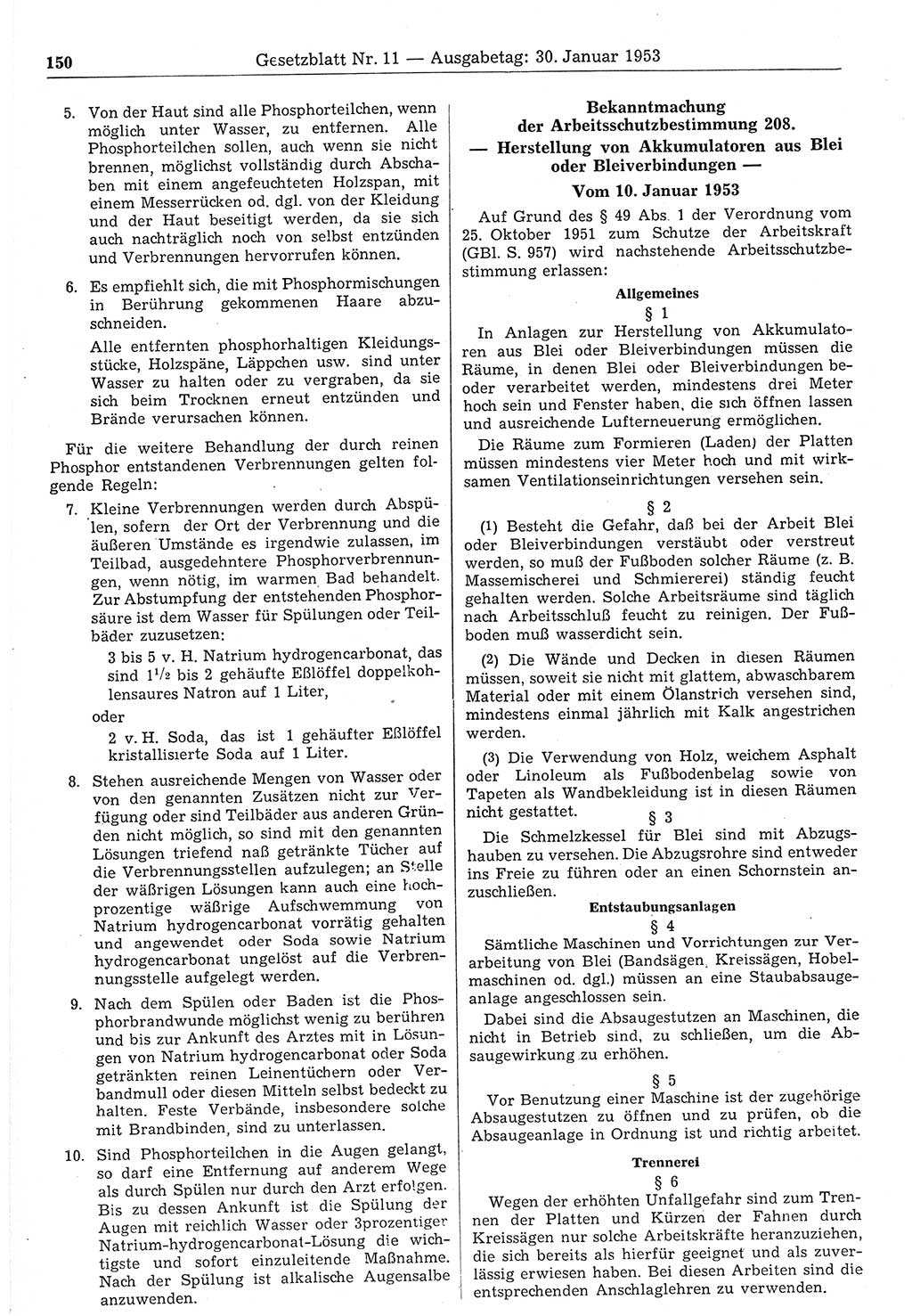 Gesetzblatt (GBl.) der Deutschen Demokratischen Republik (DDR) 1953, Seite 150 (GBl. DDR 1953, S. 150)