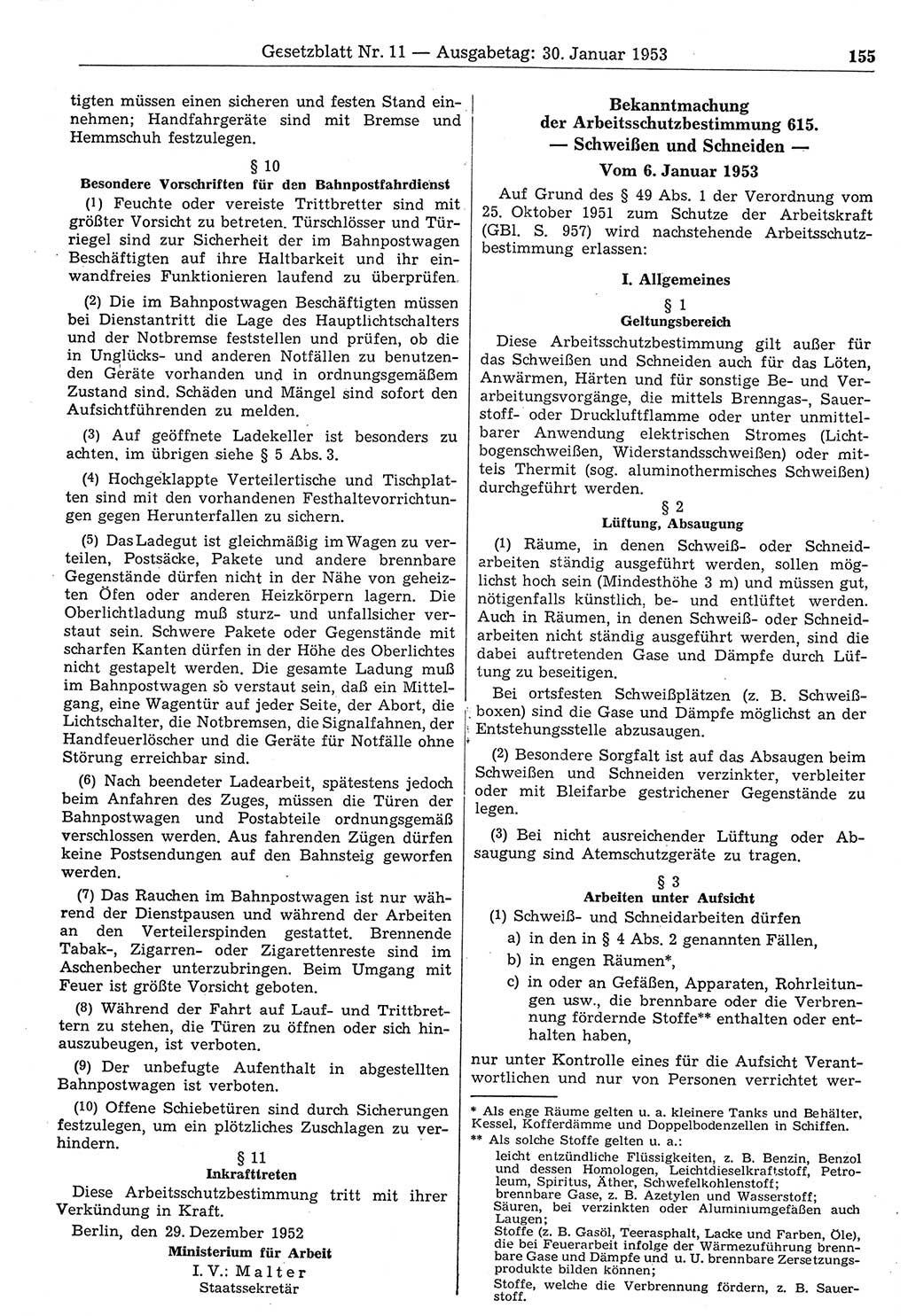 Gesetzblatt (GBl.) der Deutschen Demokratischen Republik (DDR) 1953, Seite 155 (GBl. DDR 1953, S. 155)