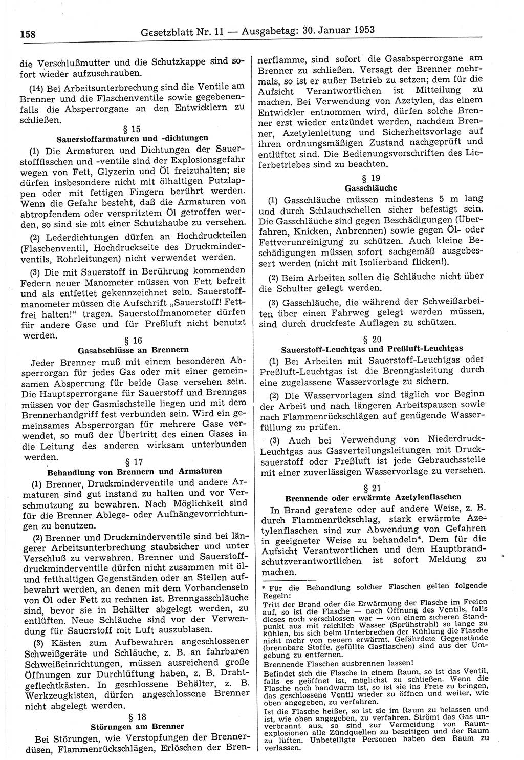 Gesetzblatt (GBl.) der Deutschen Demokratischen Republik (DDR) 1953, Seite 158 (GBl. DDR 1953, S. 158)