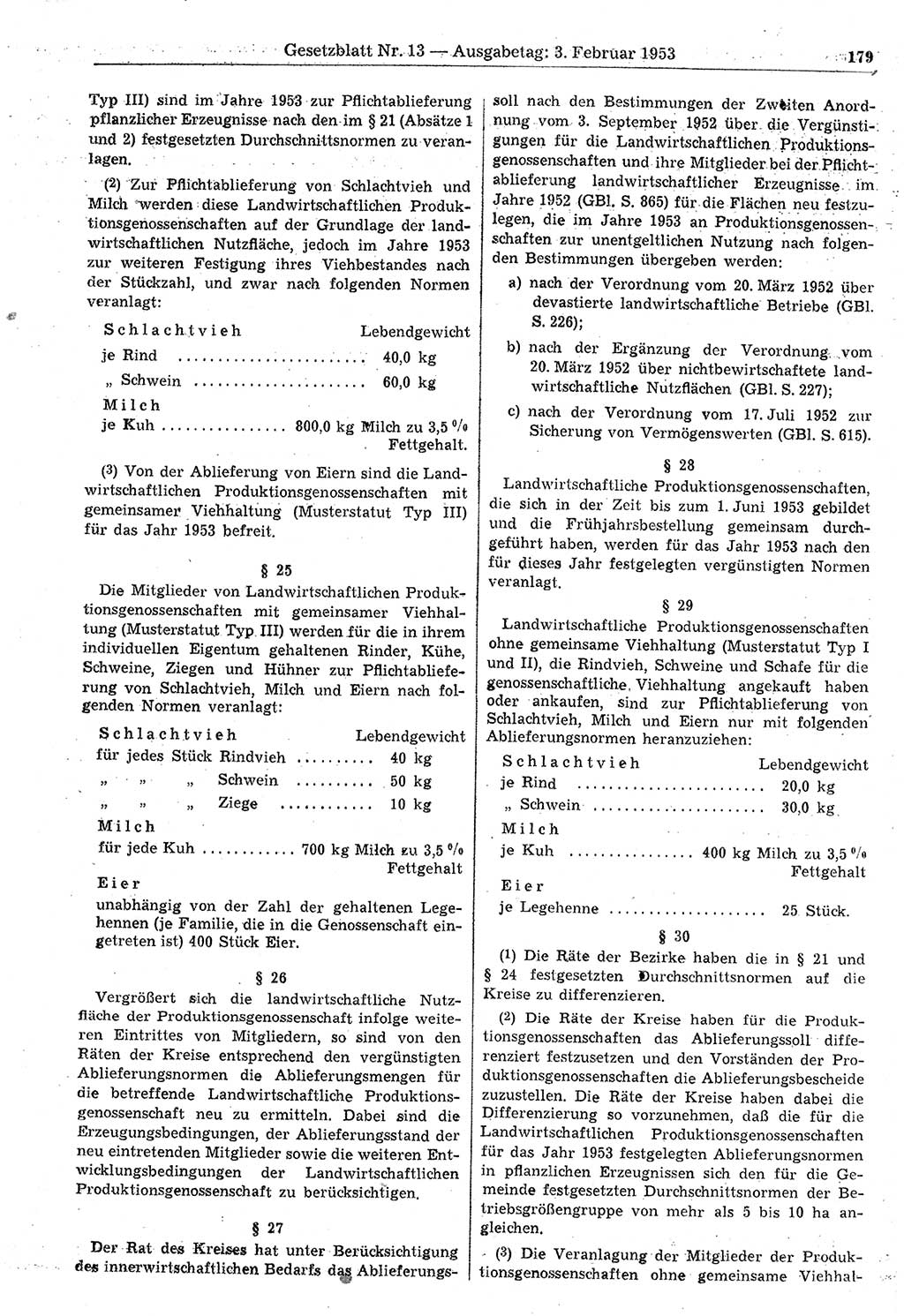 Gesetzblatt (GBl.) der Deutschen Demokratischen Republik (DDR) 1953, Seite 179 (GBl. DDR 1953, S. 179)