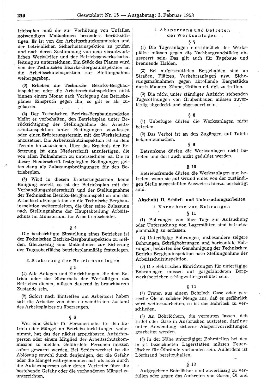 Gesetzblatt (GBl.) der Deutschen Demokratischen Republik (DDR) 1953, Seite 210 (GBl. DDR 1953, S. 210)