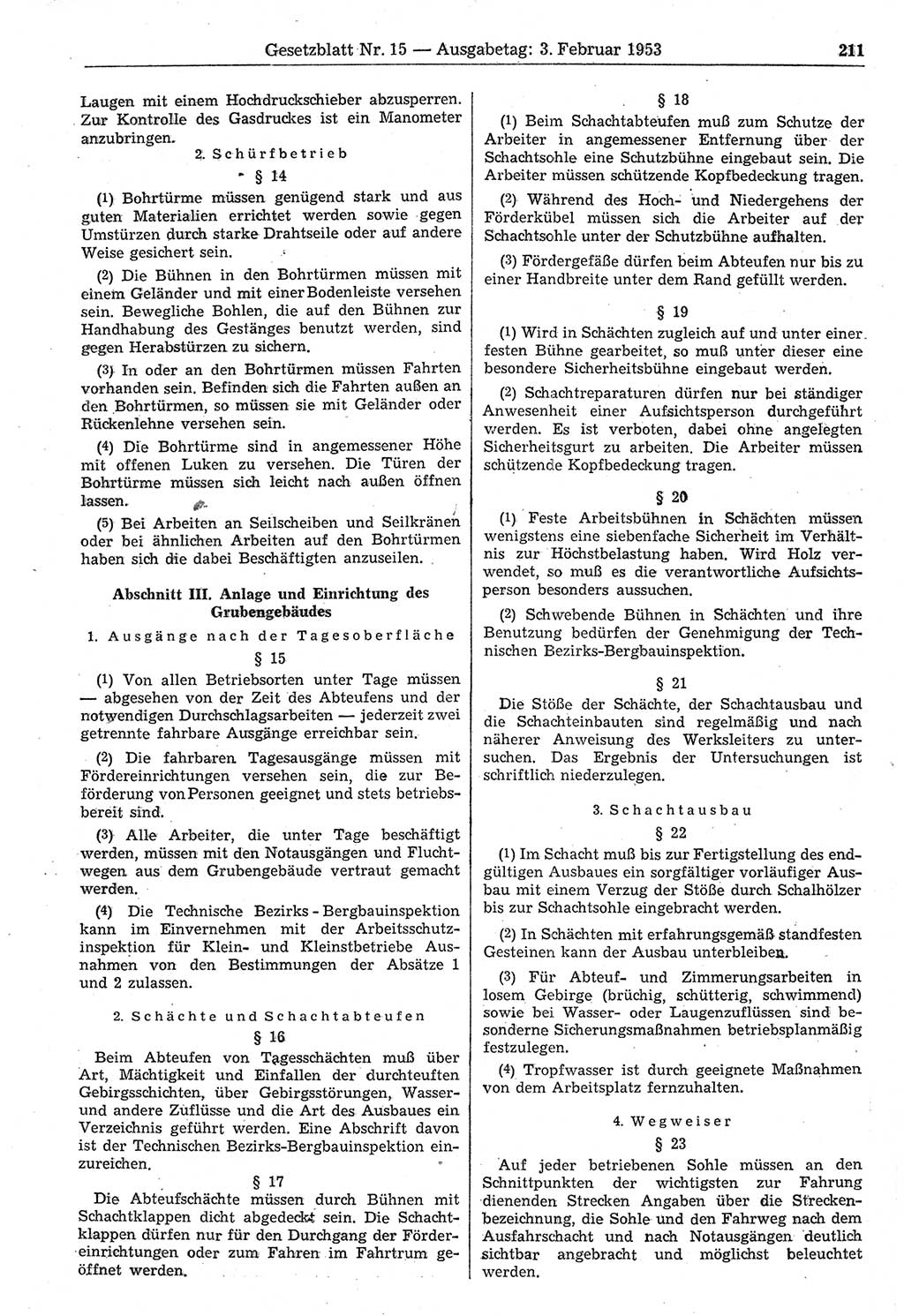 Gesetzblatt (GBl.) der Deutschen Demokratischen Republik (DDR) 1953, Seite 211 (GBl. DDR 1953, S. 211)