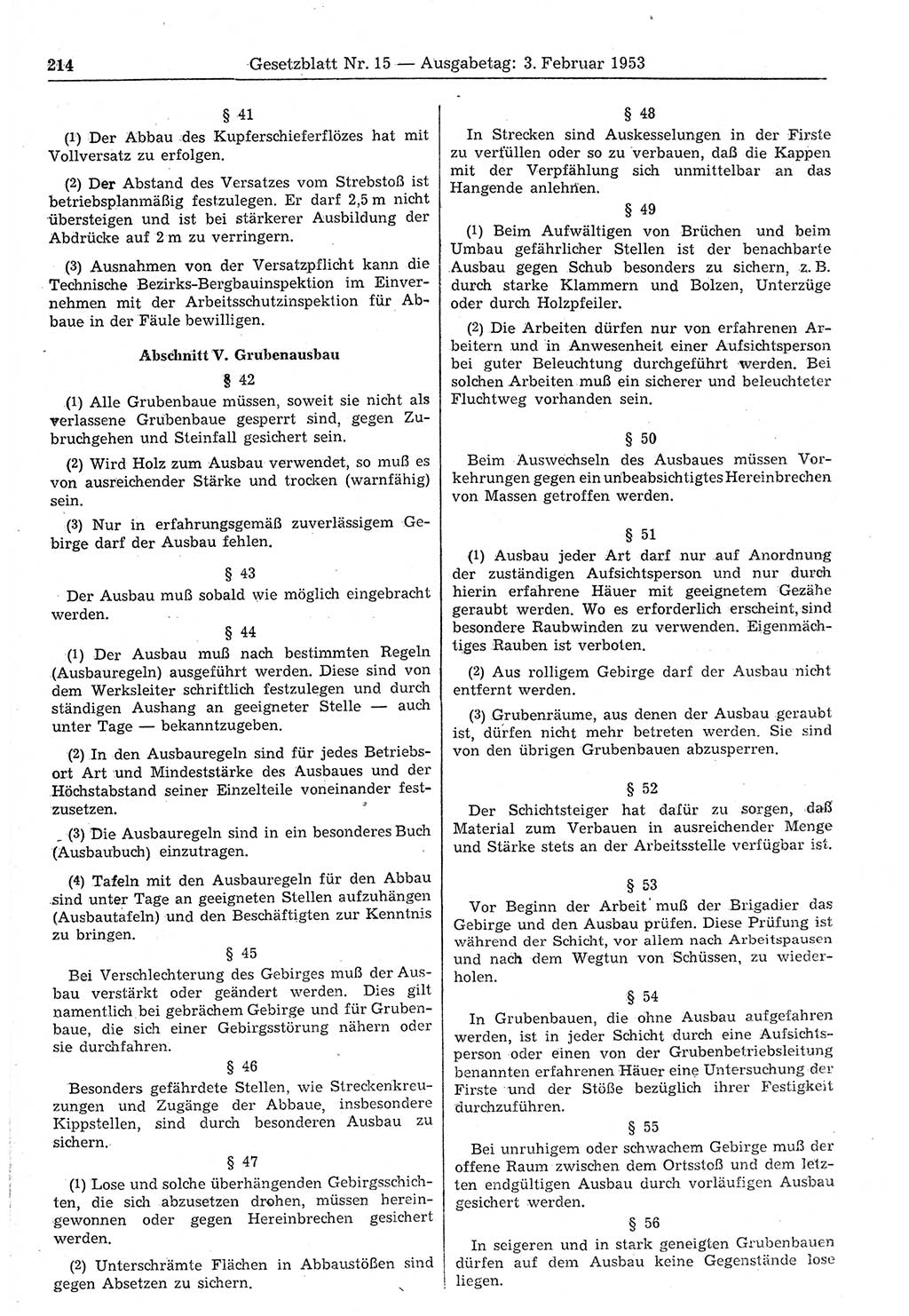 Gesetzblatt (GBl.) der Deutschen Demokratischen Republik (DDR) 1953, Seite 214 (GBl. DDR 1953, S. 214)