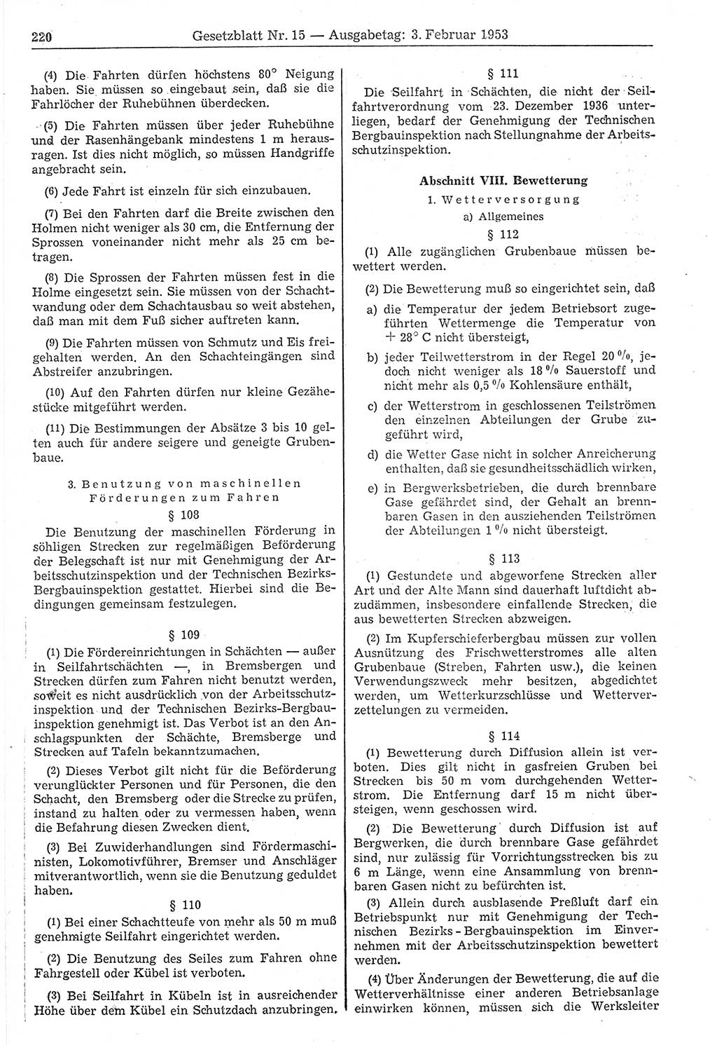 Gesetzblatt (GBl.) der Deutschen Demokratischen Republik (DDR) 1953, Seite 220 (GBl. DDR 1953, S. 220)