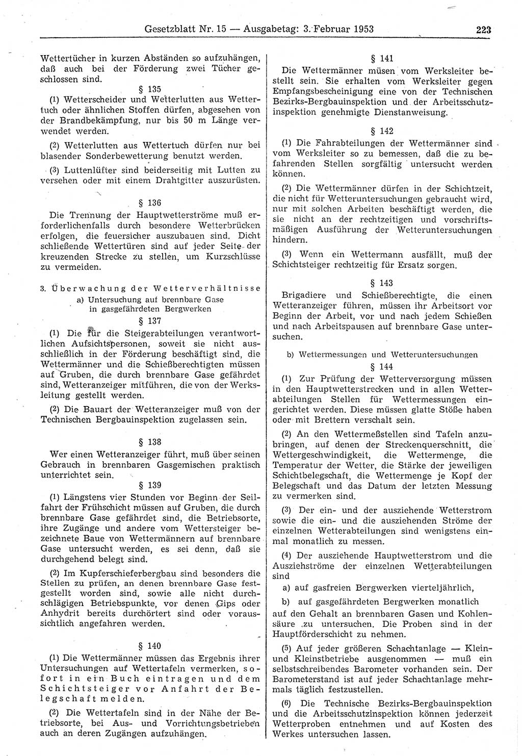Gesetzblatt (GBl.) der Deutschen Demokratischen Republik (DDR) 1953, Seite 223 (GBl. DDR 1953, S. 223)