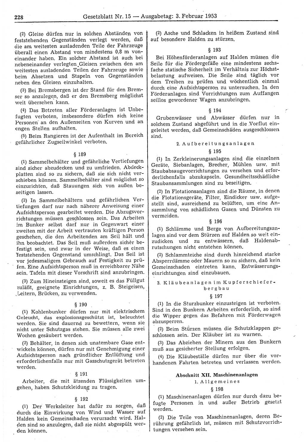 Gesetzblatt (GBl.) der Deutschen Demokratischen Republik (DDR) 1953, Seite 228 (GBl. DDR 1953, S. 228)