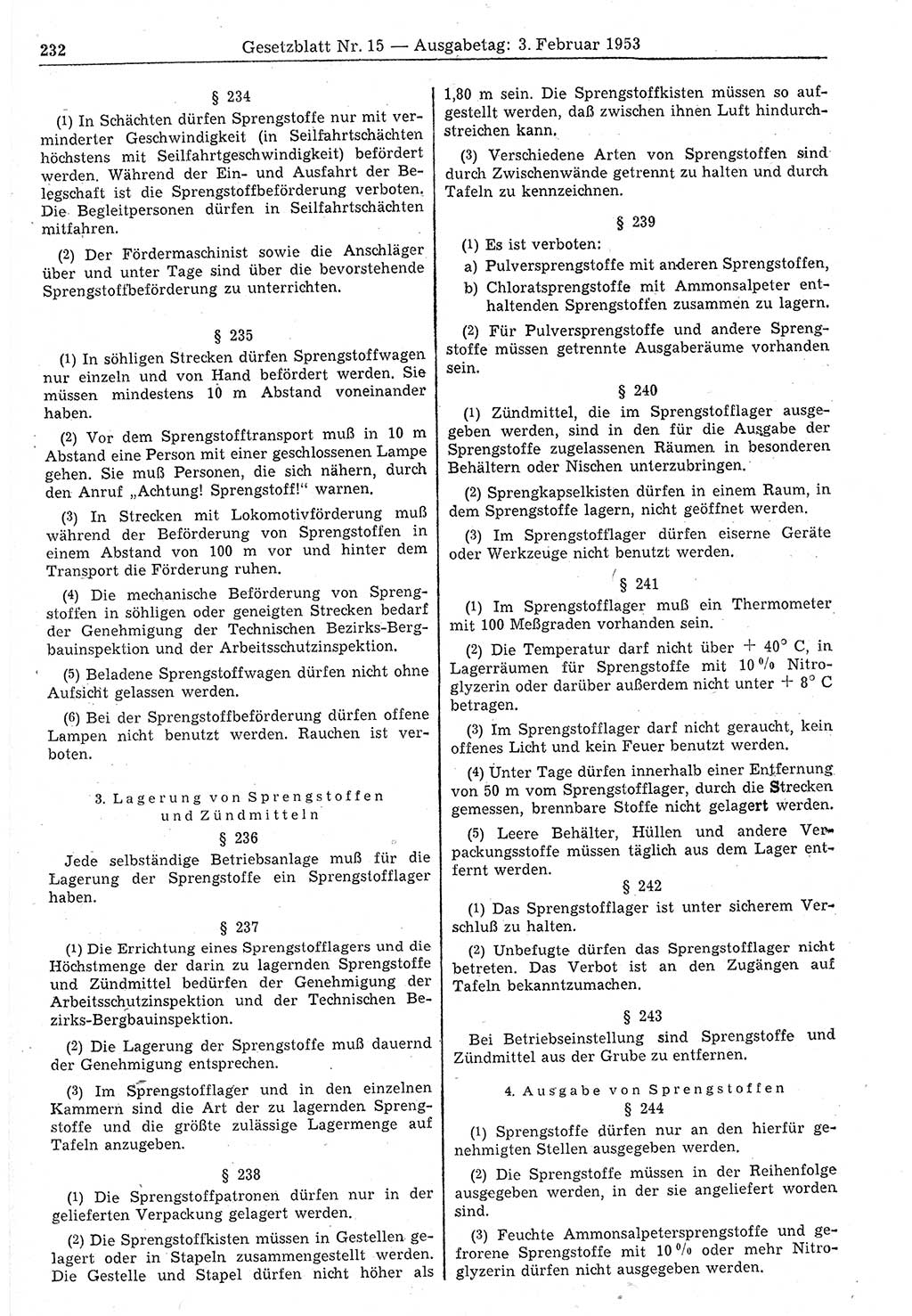 Gesetzblatt (GBl.) der Deutschen Demokratischen Republik (DDR) 1953, Seite 232 (GBl. DDR 1953, S. 232)