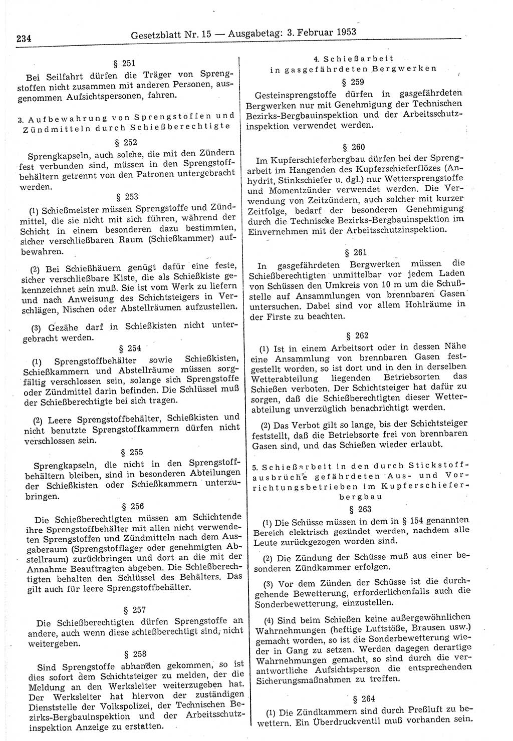 Gesetzblatt (GBl.) der Deutschen Demokratischen Republik (DDR) 1953, Seite 234 (GBl. DDR 1953, S. 234)