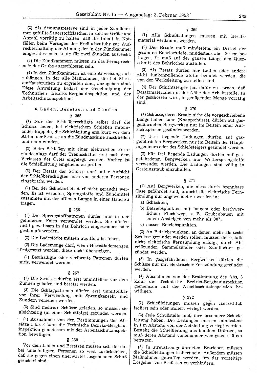 Gesetzblatt (GBl.) der Deutschen Demokratischen Republik (DDR) 1953, Seite 235 (GBl. DDR 1953, S. 235)