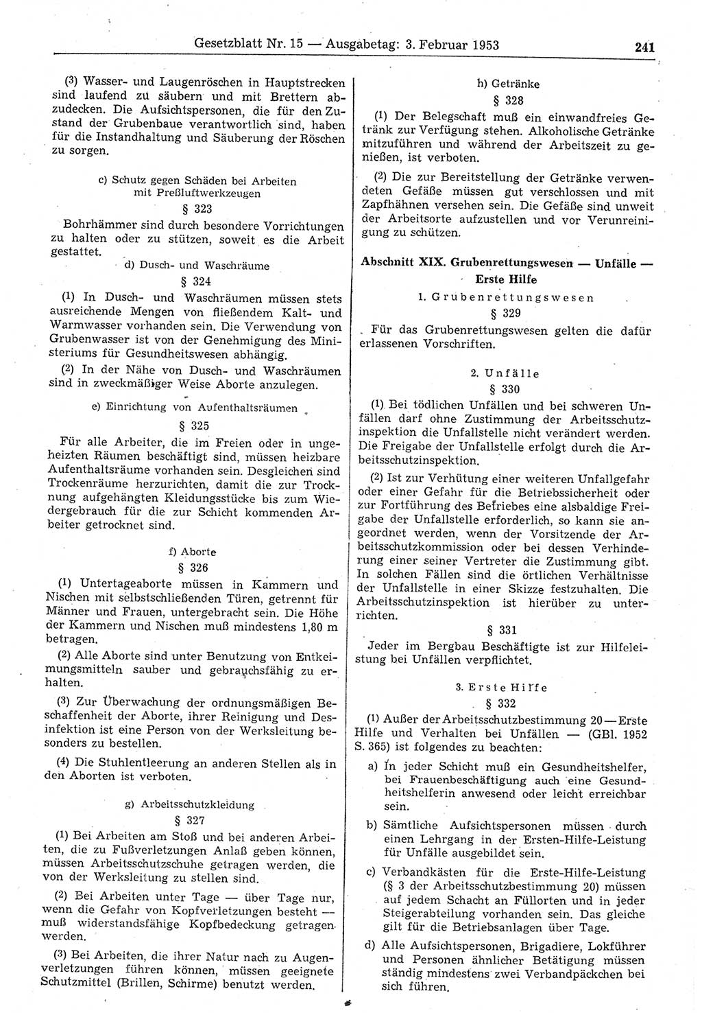 Gesetzblatt (GBl.) der Deutschen Demokratischen Republik (DDR) 1953, Seite 241 (GBl. DDR 1953, S. 241)