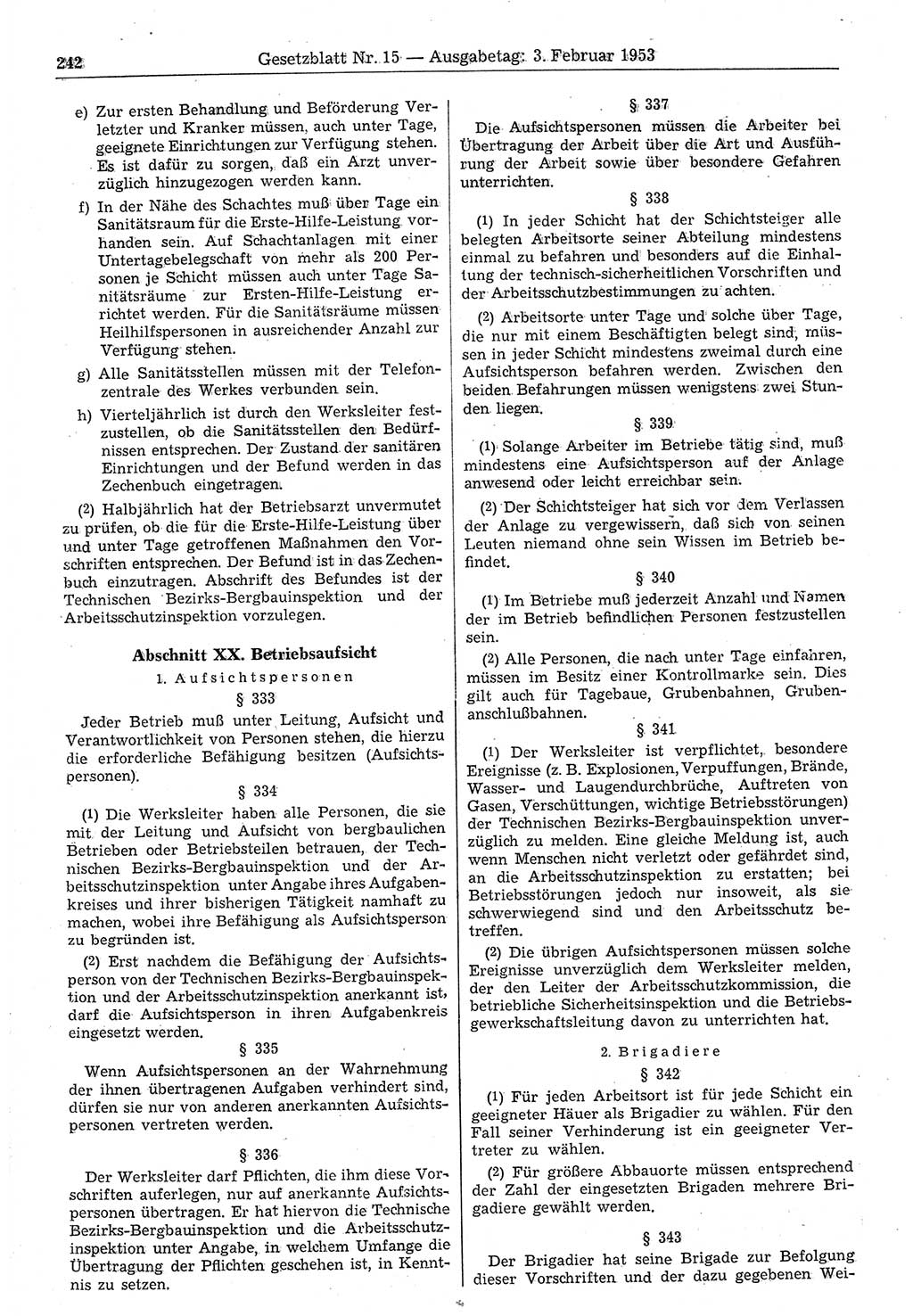 Gesetzblatt (GBl.) der Deutschen Demokratischen Republik (DDR) 1953, Seite 242 (GBl. DDR 1953, S. 242)