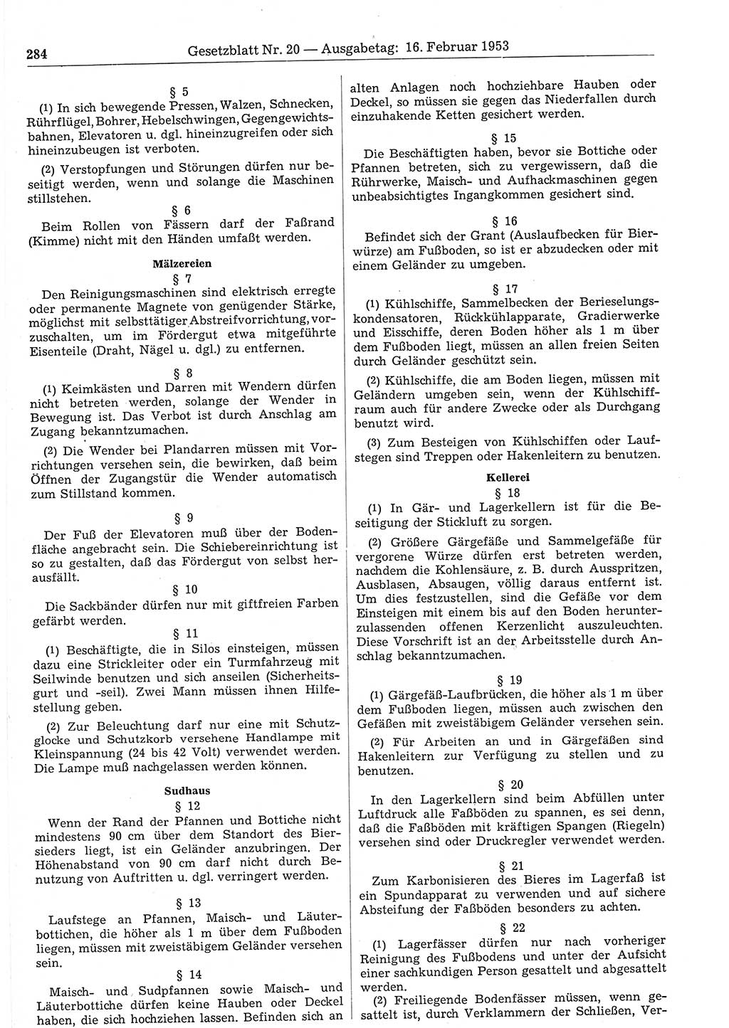 Gesetzblatt (GBl.) der Deutschen Demokratischen Republik (DDR) 1953, Seite 284 (GBl. DDR 1953, S. 284)